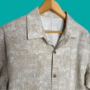 lululemon athletica Brown Checkered Casual Button Down Shirt